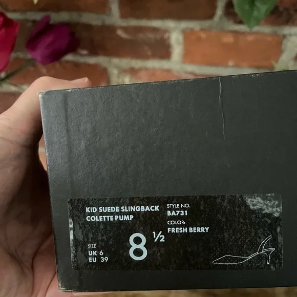 J.Crew kitty heel suede sling back Coulette pumps size 8 1/2 fresh berry nwt - Picture 5 of 5